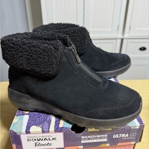 Skechers “On the Go” Joy Black GOwalk Ankle Boots, 8.5